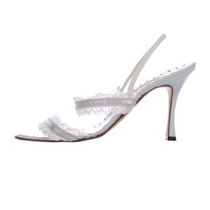 Manolo Blahnik Lace Trim Embellishment Slingback Sandal